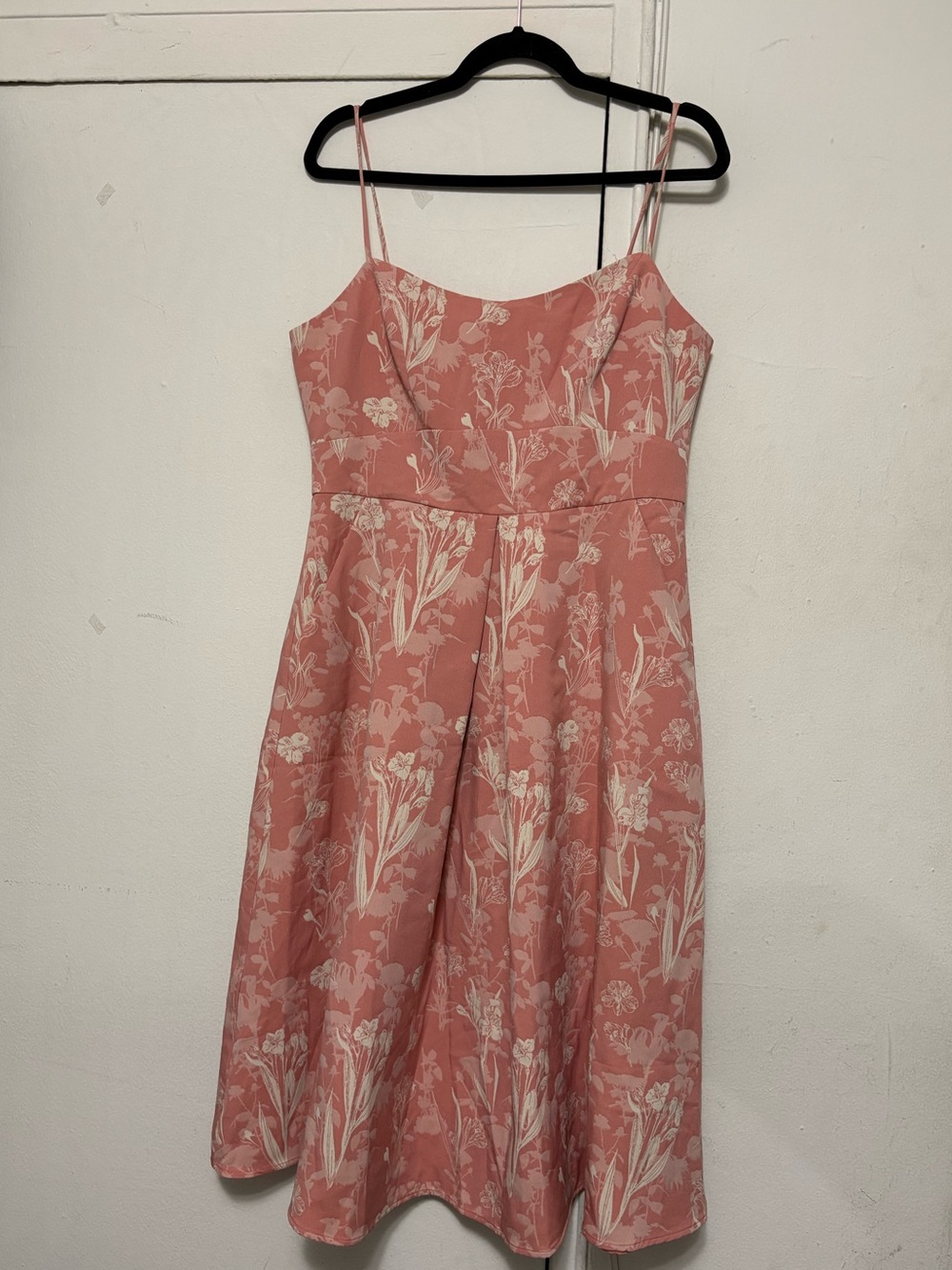 BCBGeneration Pink Floral Midi Dress with White Botanical Print